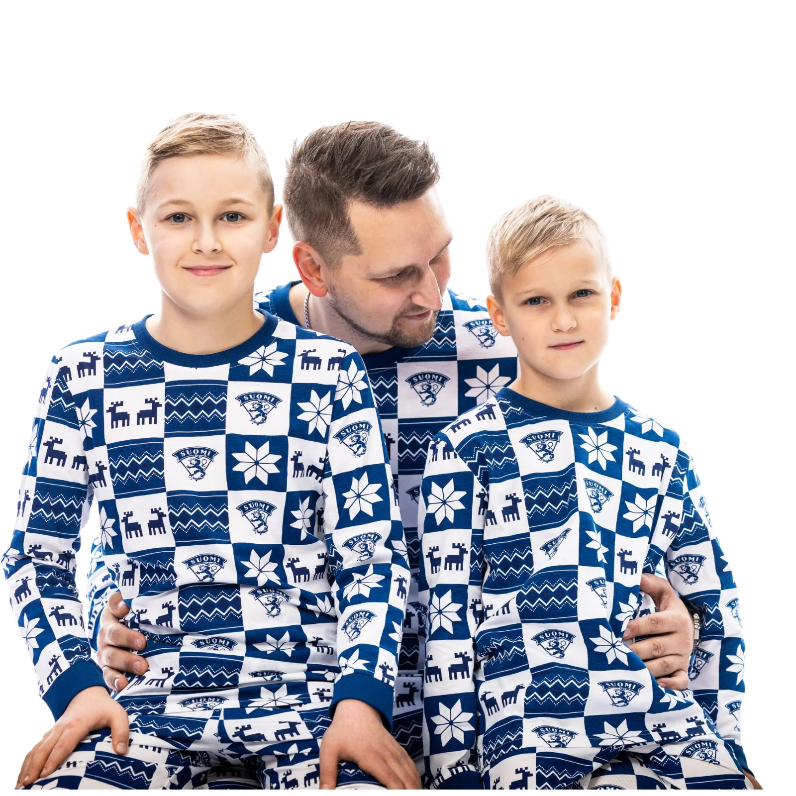 Leijonat lasten pyjamasetti, sinivalkoinen - Image 3